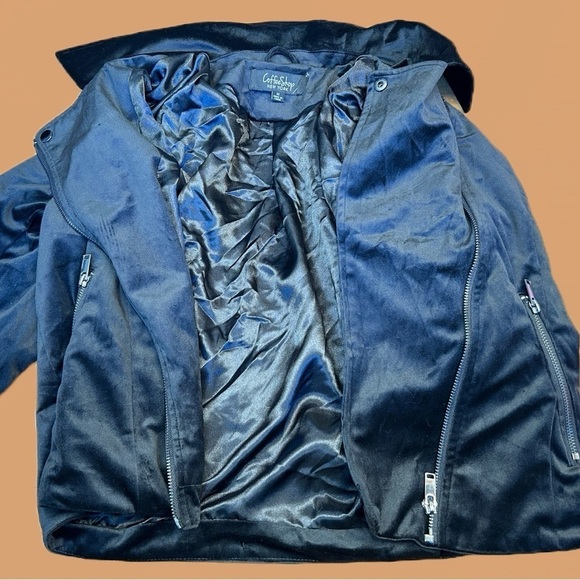 NWT CoffeeShop Black Velvet Moto Jacket with Front Zipper & Zipped Pockets, M - Picture 11 of 15